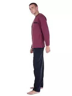 Домашняя пижама (лонгслив с круглым вырезом и штаны) бордового цвета BUGATTI RT56029/3601